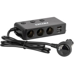AMIO Rozgałęźnik (rozdzielacz, trójnik) gniazda zapalniczki + woltomierz ładowarka USB USB-C 12V 24V
